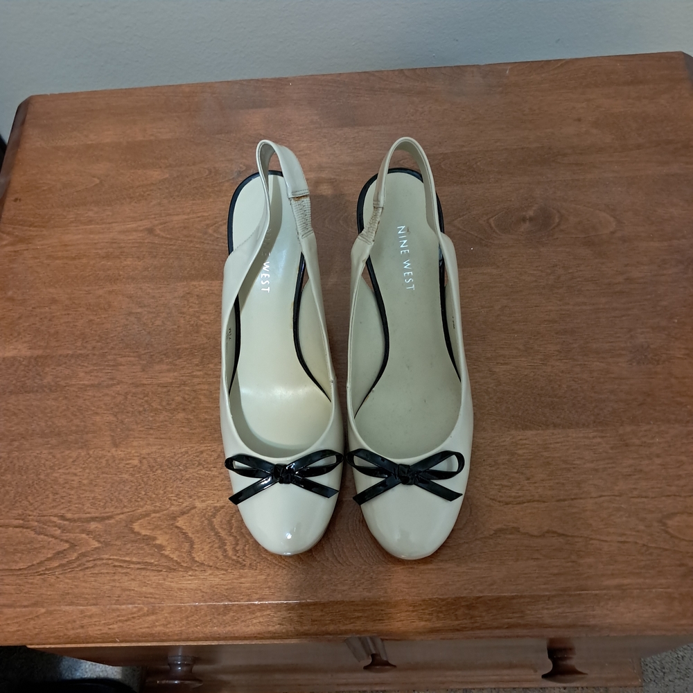 Nine West Slingback Heels with Black Bow